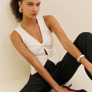 ❤️‍🔥 Reformation Tefi Knit Top Fior di Latte XS Ivory White Tank NWT